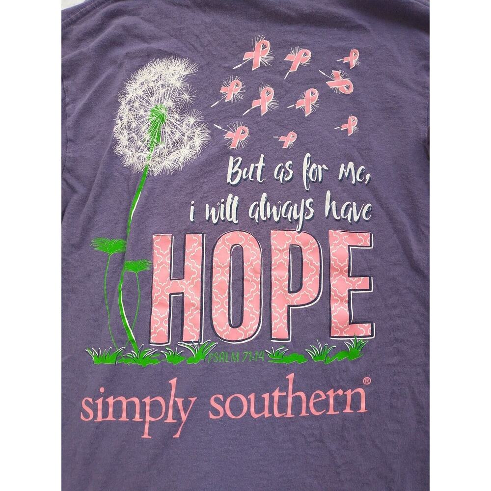 Simply Southern Breast Cancer Pink Ribbon T Shirt Womens S Long Sleeve Purple